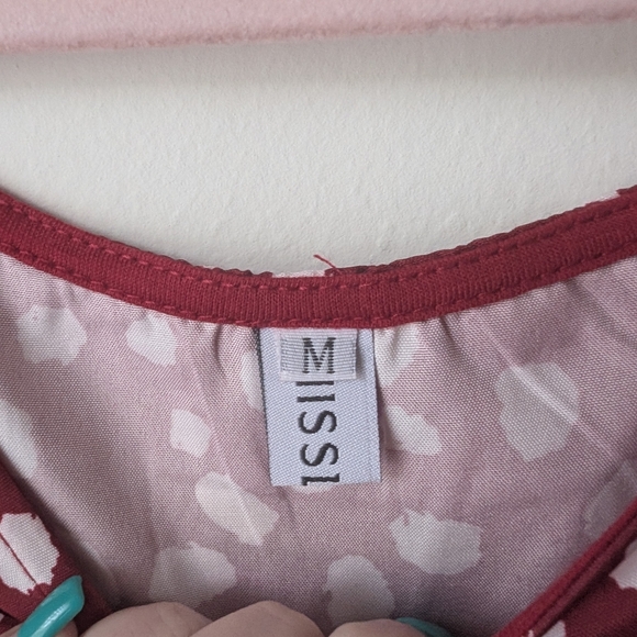 Misslook Red Polka Dot Top with Fringe Hem Oversized Medium - Picture 2 of 5